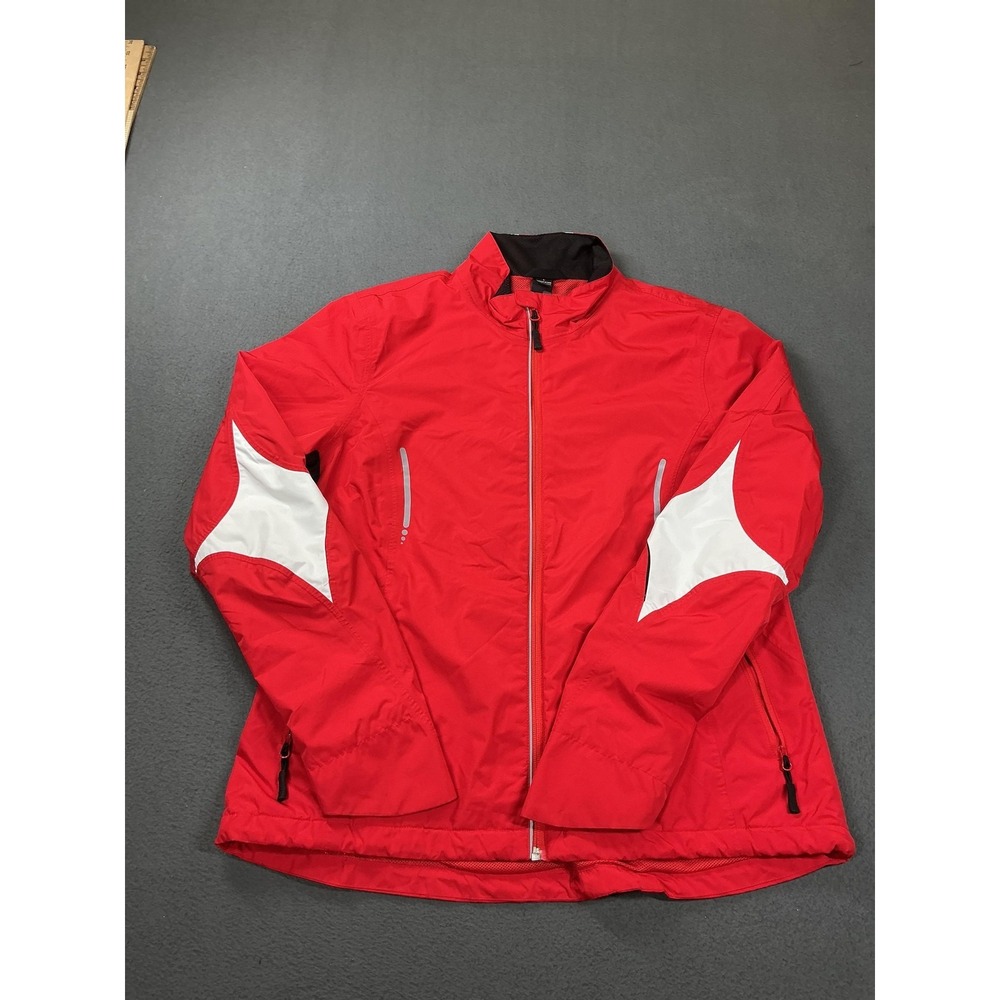 Nvo Jacket Womens Large Red Colorblock Windbreaker Full Zip Golf Mesh Lined